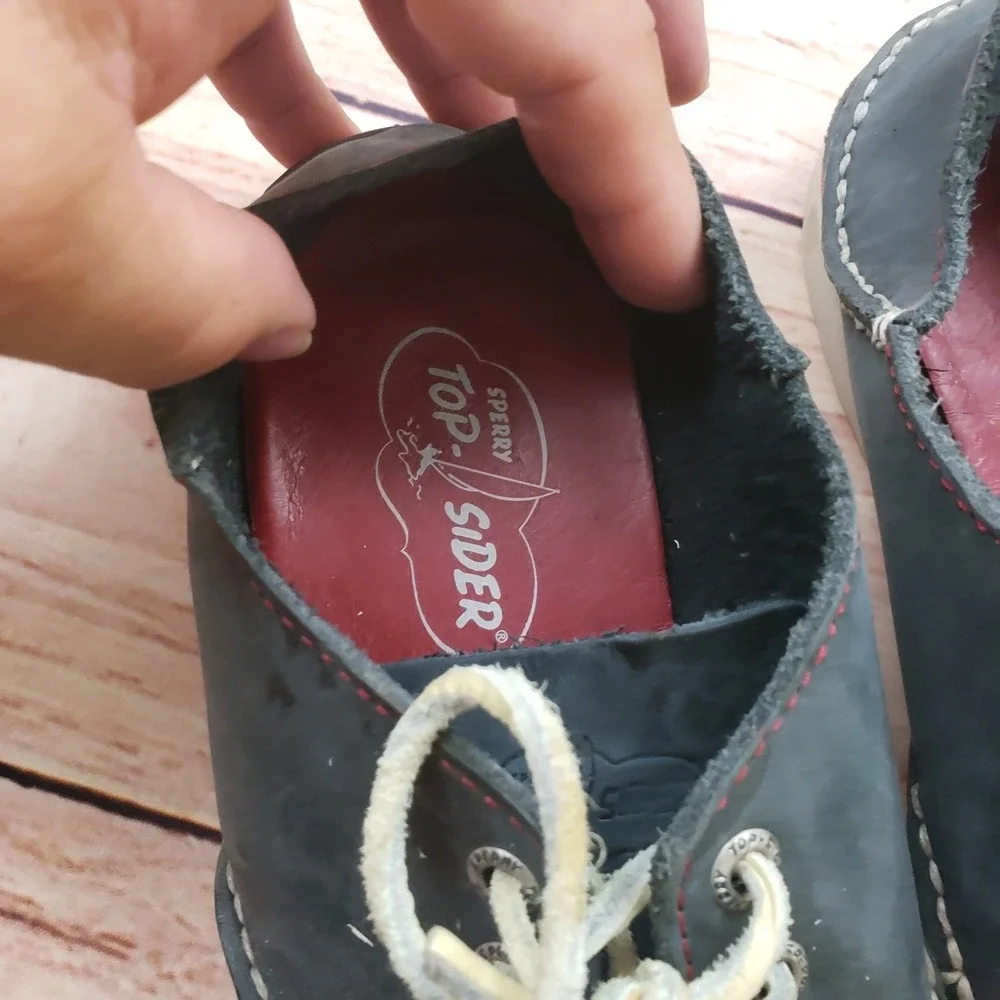 Sperry Top Sider Shoes Mens Size 9.5M Black Leather Casual Lace‎ Up Comfort Boat